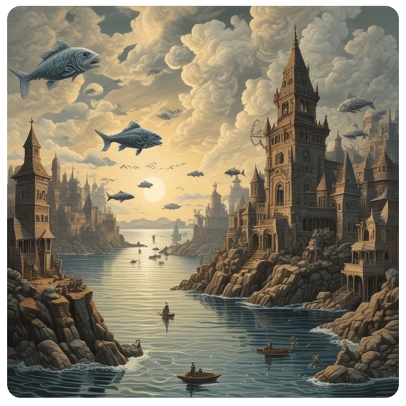 Surreal Castle Fantasy Art Print - Picture 1 of 1